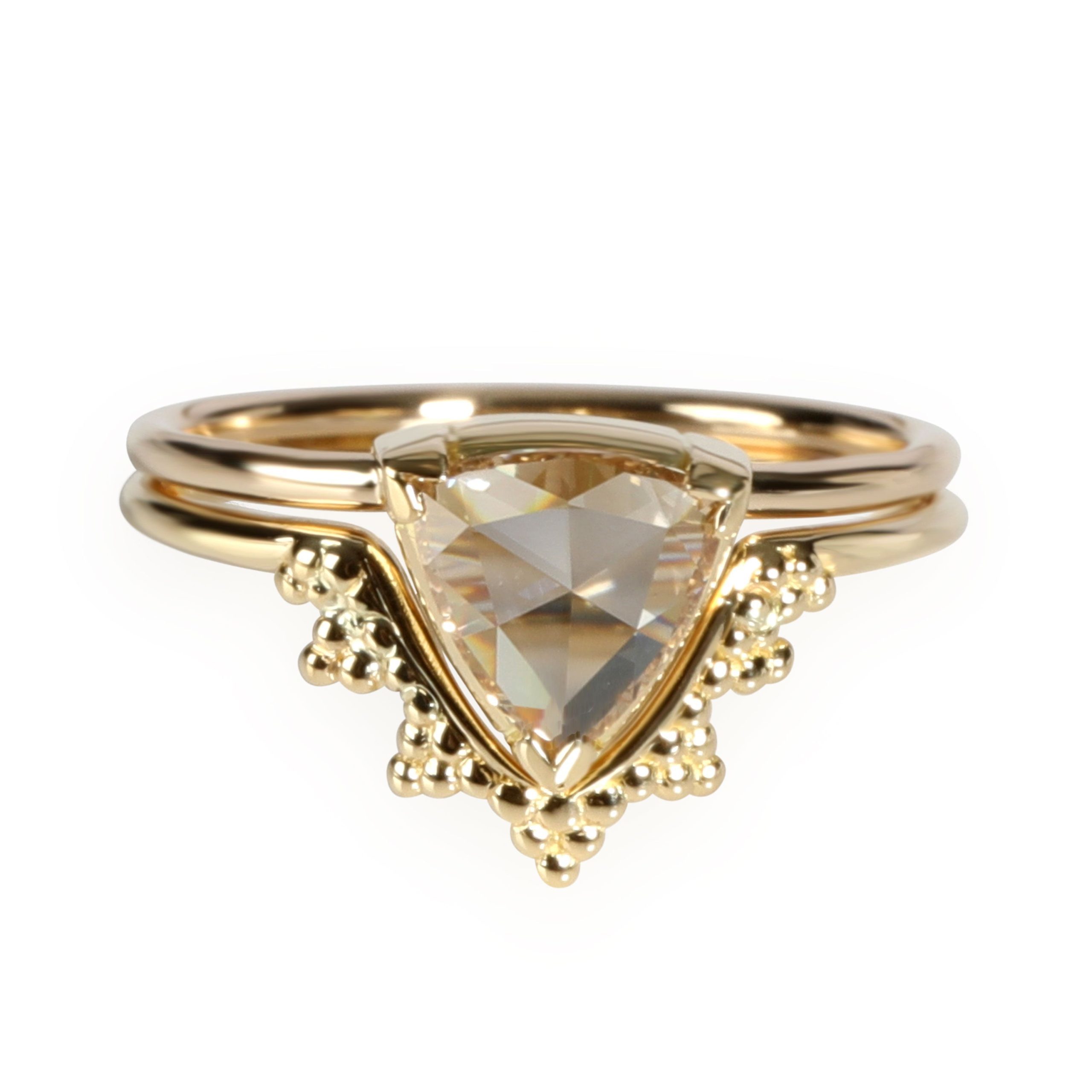 Natalie Marie Triangular Faceted Champagne Diamond In 18k Yellow Gold Vs1